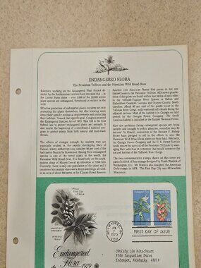 RARE COLLECTIBLE USPS 1ST DAY ISSUE COVER ENDANGERED FLORA STAMP ENVELOPE FDC
